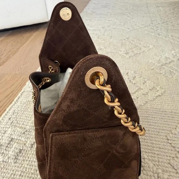 New CHANEL 25 Brown Suede Small
Hobo Tote - Picture 9 of 12